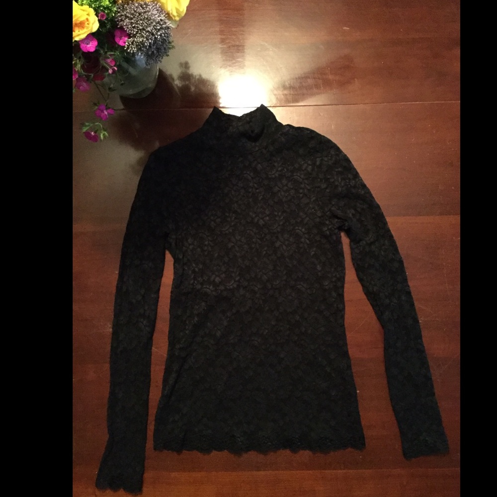 Black lace long sleeve turtleneck